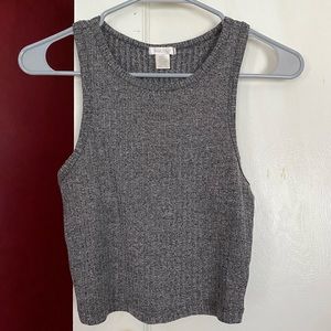 Grey ribbed halter tank top